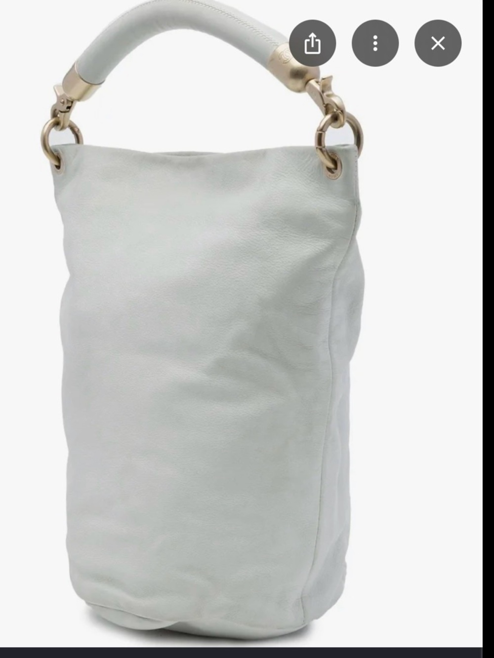Women’s Soft Leather Chanel Bucket Bag in White with Top Handle
